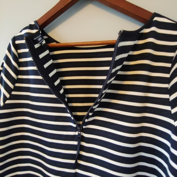 Land's End Navy Blue & White Stripped Shift Dress. - Picture 8 of 12